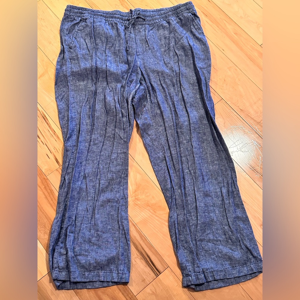 Worn twice. Chambray linen pants.
